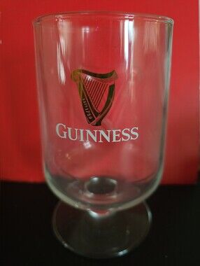Guinness Clear Glass with Gold Harp and White Lettering SET OF 2.